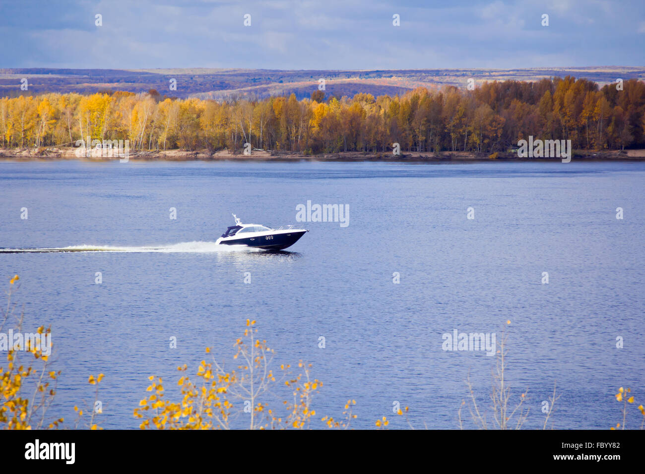 Autumn landscape with river Stock Photo