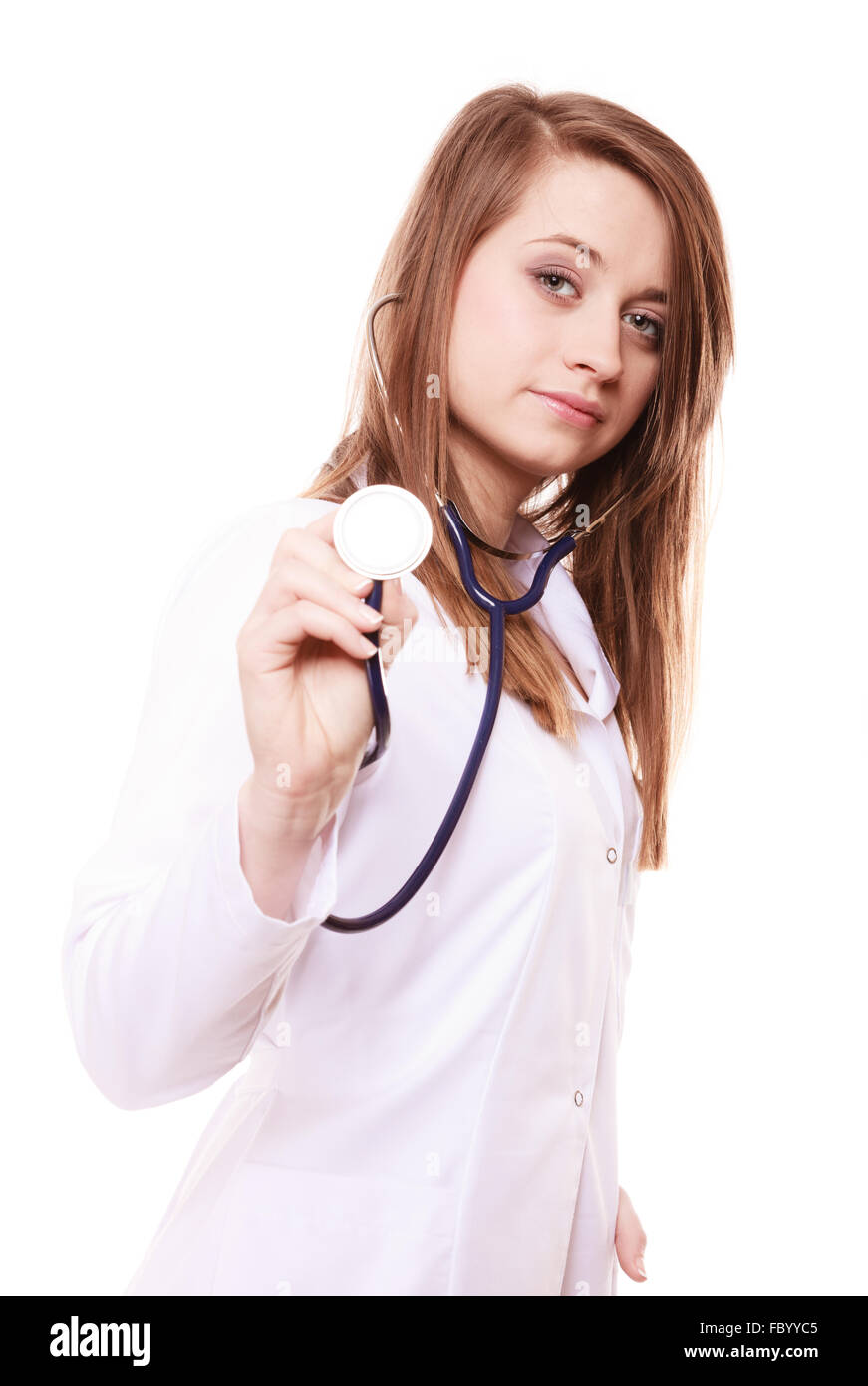 Medical. Woman doctor in lab coat with stethoscope Stock Photo Alamy
