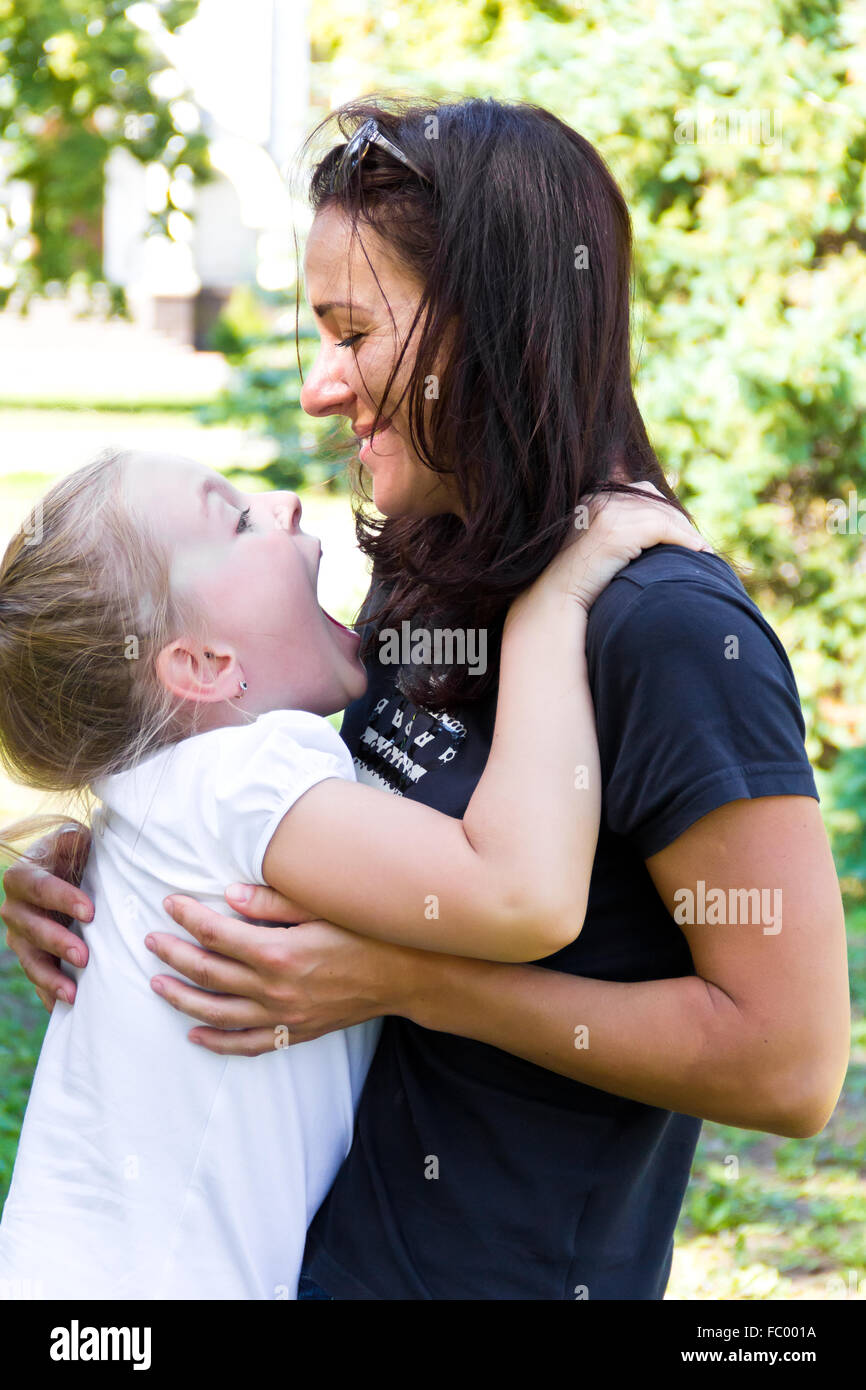 Laugh of mother and daughter Stock Photo