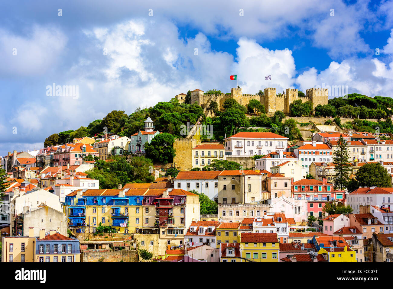 Lisbon, Portugal skyline at Sao Jorge Castle. Stock Photo