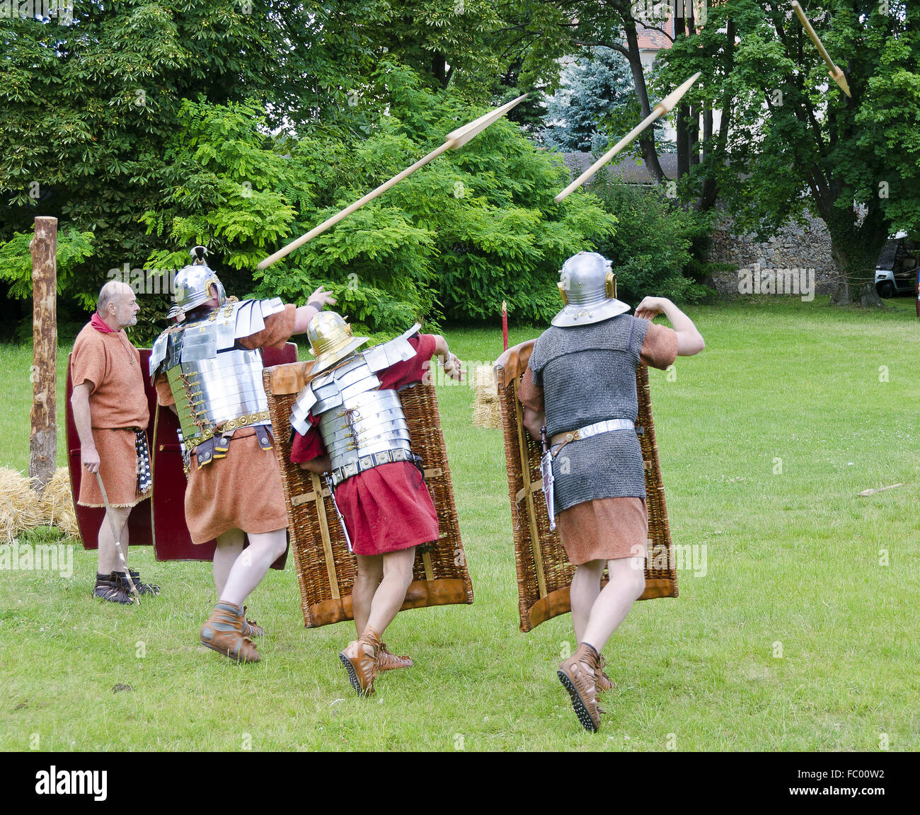 drill of roman legionaries Stock Photo