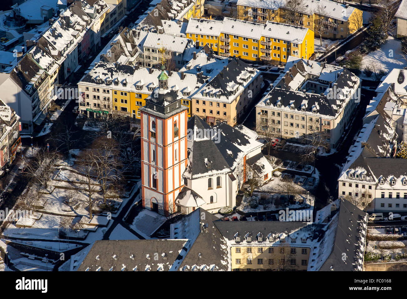 Aerial view, Evangelical Nikolaikirche victories, old town of Siegen, coronets, Siegen, Siegerland, Siegen-Wittgenstein district Stock Photo