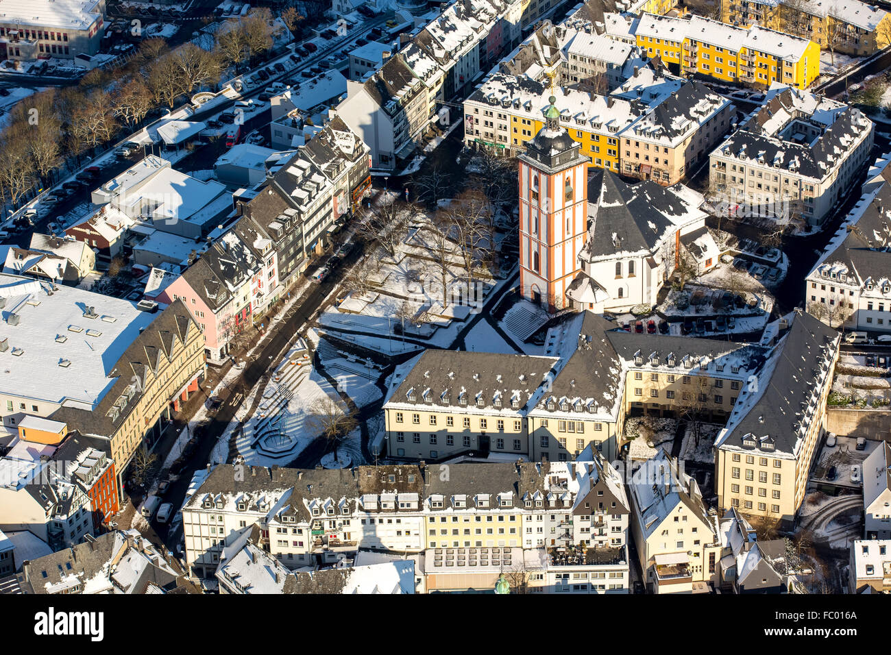 Aerial view, Evangelical Nikolaikirche victories, old town of Siegen, coronets, Siegen, Siegerland, Siegen-Wittgenstein district Stock Photo