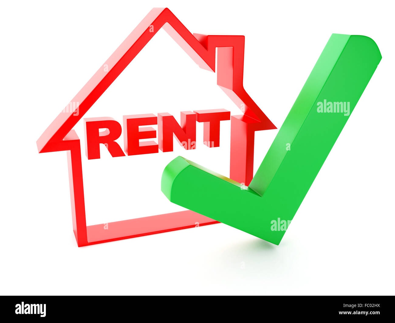 rent house and check mark on white background Stock Photo Alamy