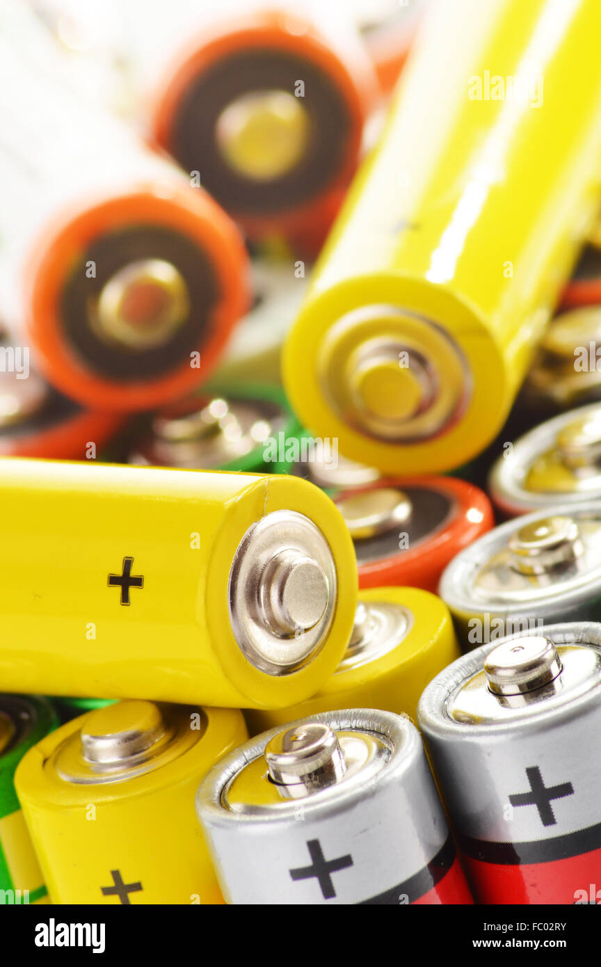 Composition with alkaline batteries. Chemical waste Stock Photo Alamy