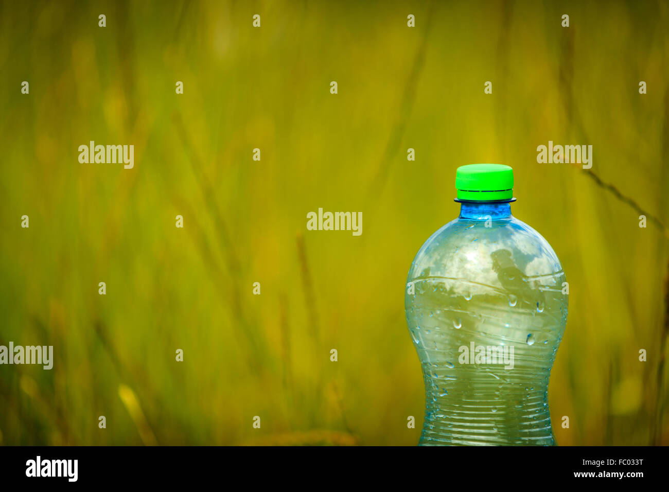 Water bottle on green grass with copy space Stock Photo - Alamy