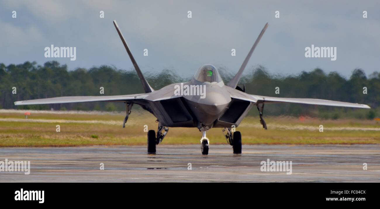 Air Force F-22 Raptor Stealth Fighter Jet Stock Photo