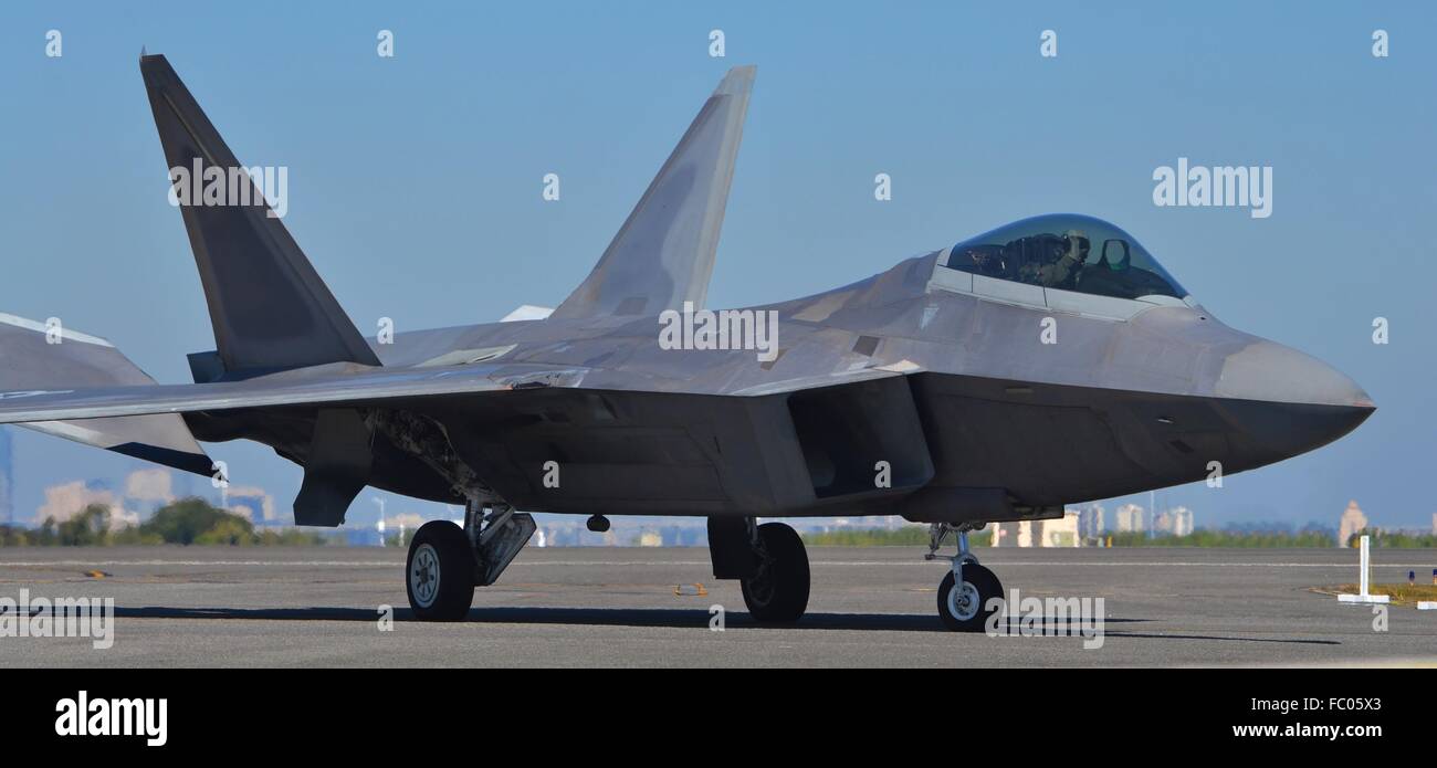 Air Force F-22 Raptor Stealth Fighter Jet Stock Photo