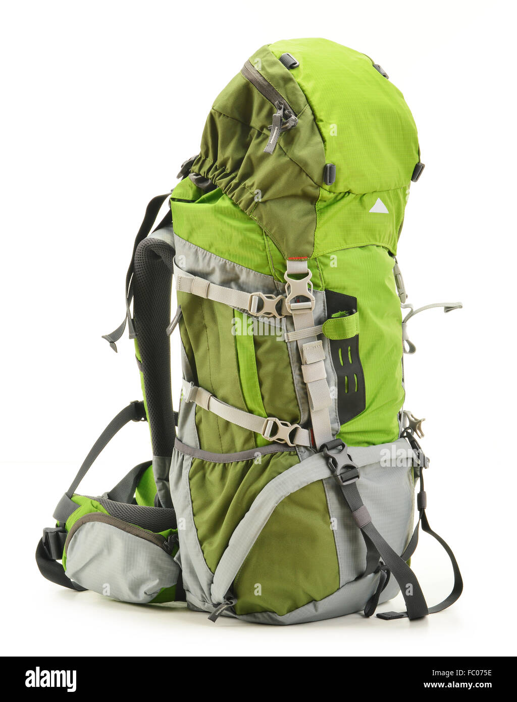 Large green touristic backpack isolated on white Stock Photo - Alamy