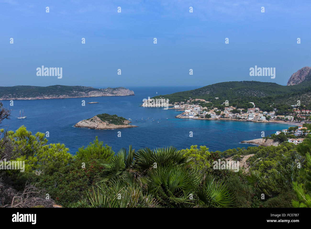 Panorama of Sant Elm Bay on Mallorca, Baleares, Spain Stock Photo