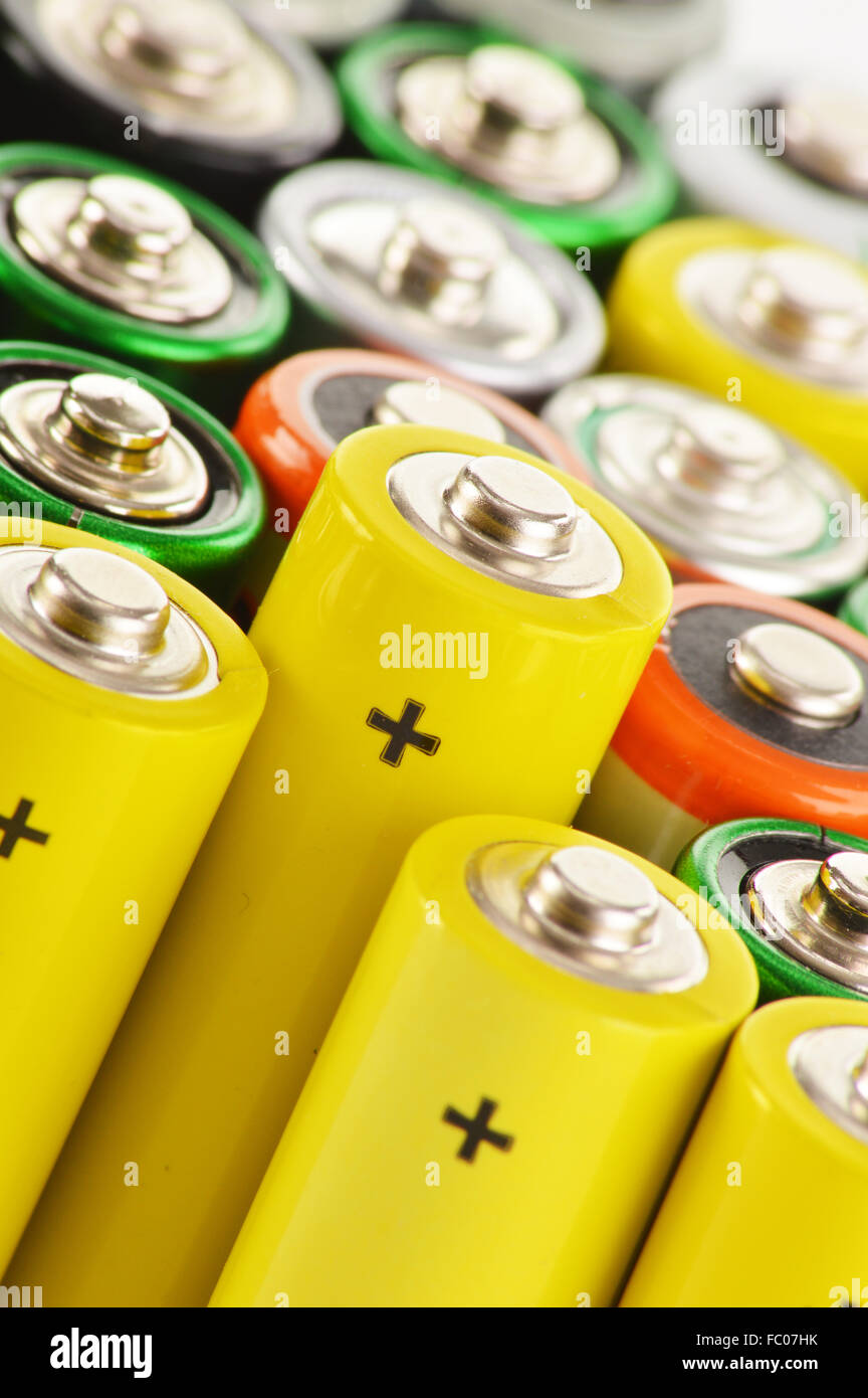 Composition with alkaline batteries. Chemical waste Stock Photo Alamy