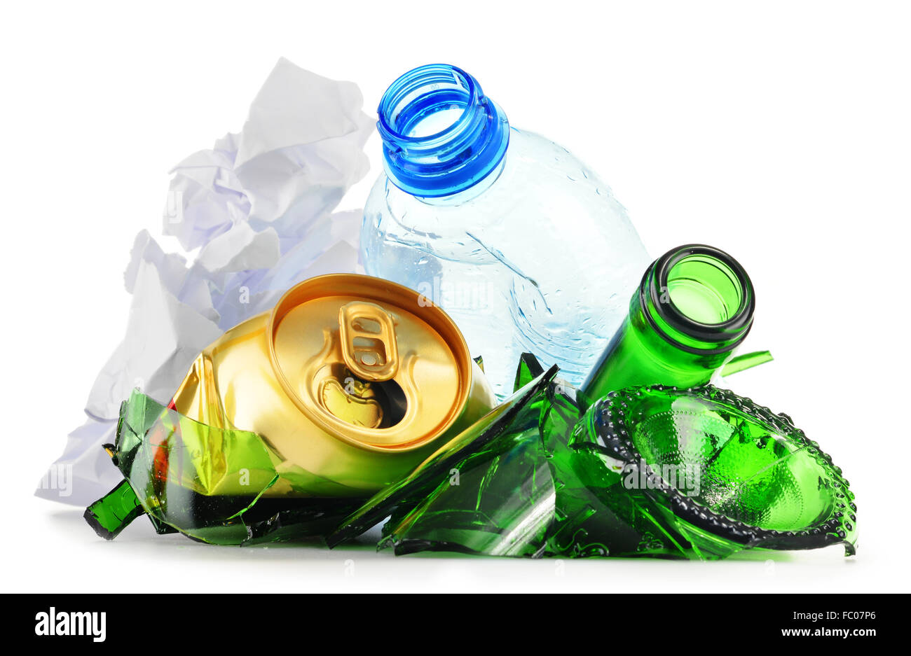 Composition with recyclable garbage consisting of glass Stock Photo Alamy