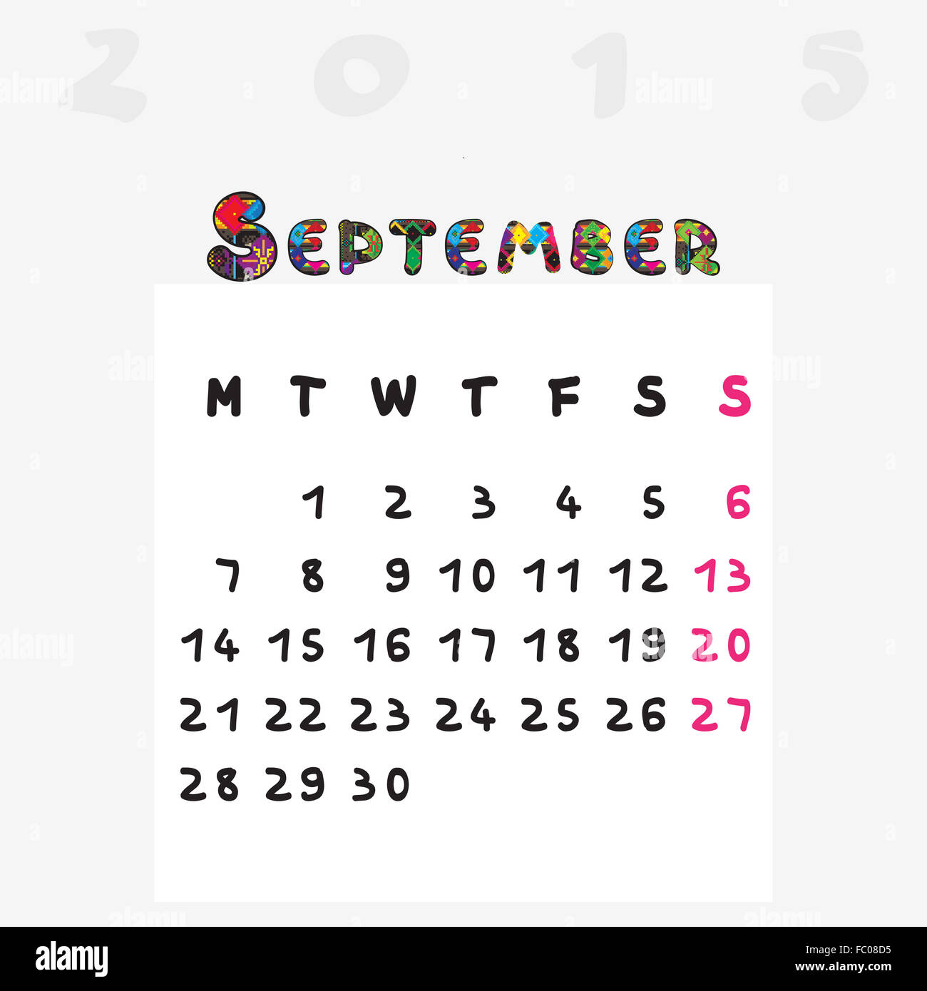 calendar 2015 september Stock Photo - Alamy