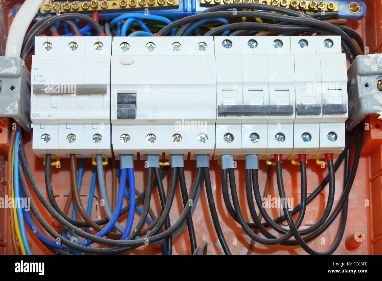 Electrical panel box with fuses and contactors Stock Photo Alamy