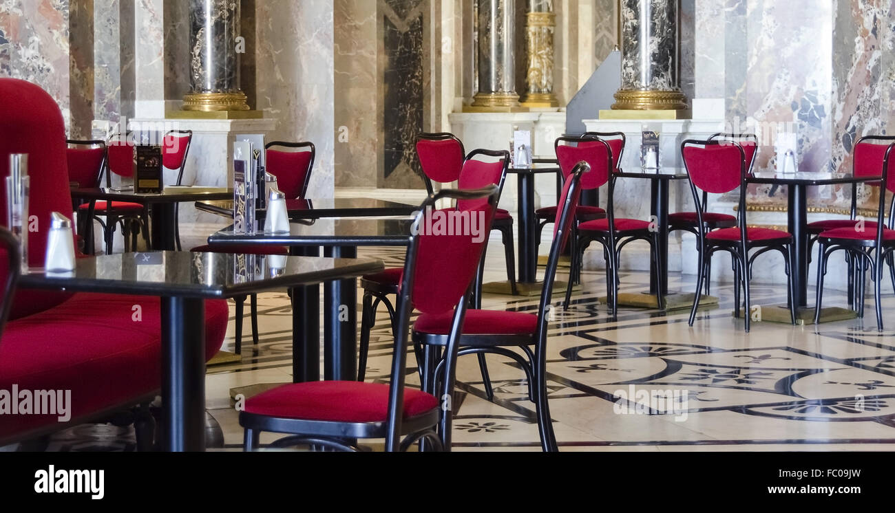 Viennese coffee house in red and black Stock Photo