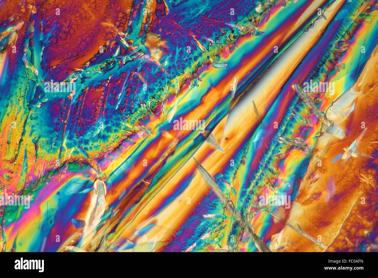 Potassium Hydroxide under the Microscope. Stock Photo