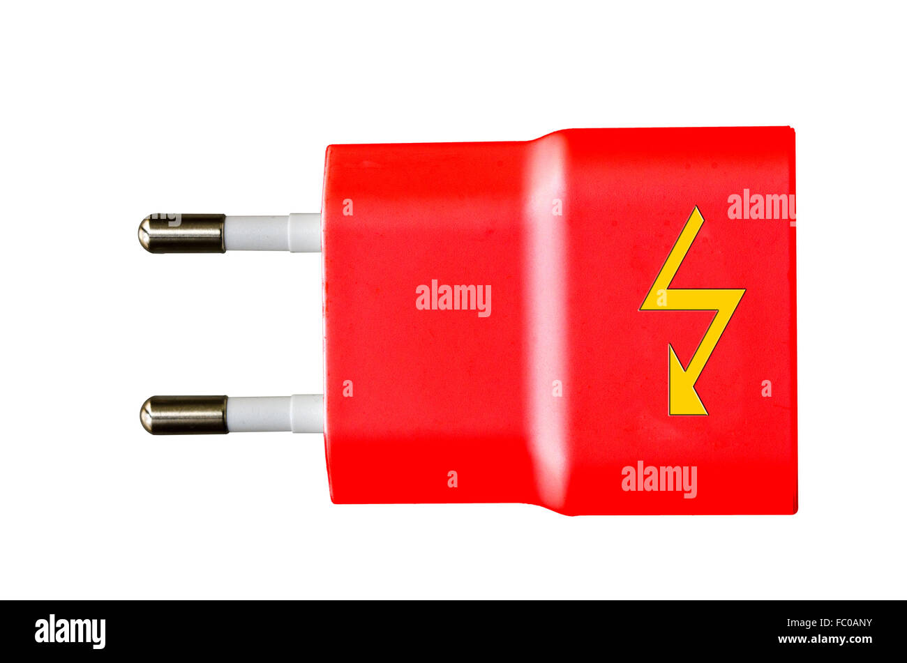 red two-pole domestic AC Euro power plug Stock Photo