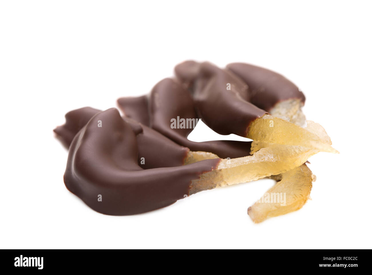 Image of lemon slices dipped in chocolate Stock Photo