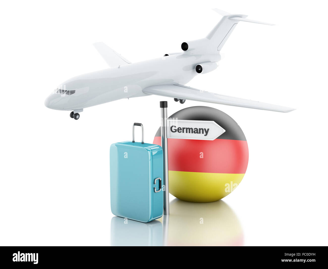 Travel concept. Suitcase, plane and germany flag Stock Photo Alamy