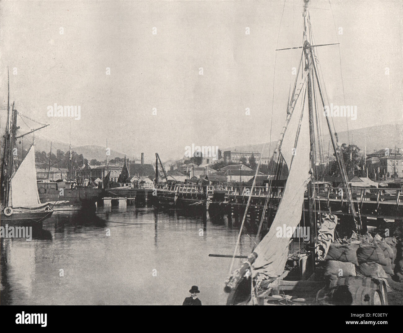 HOBART. Port Hobart. Tasmania, antique print 1895 Stock Photo Alamy