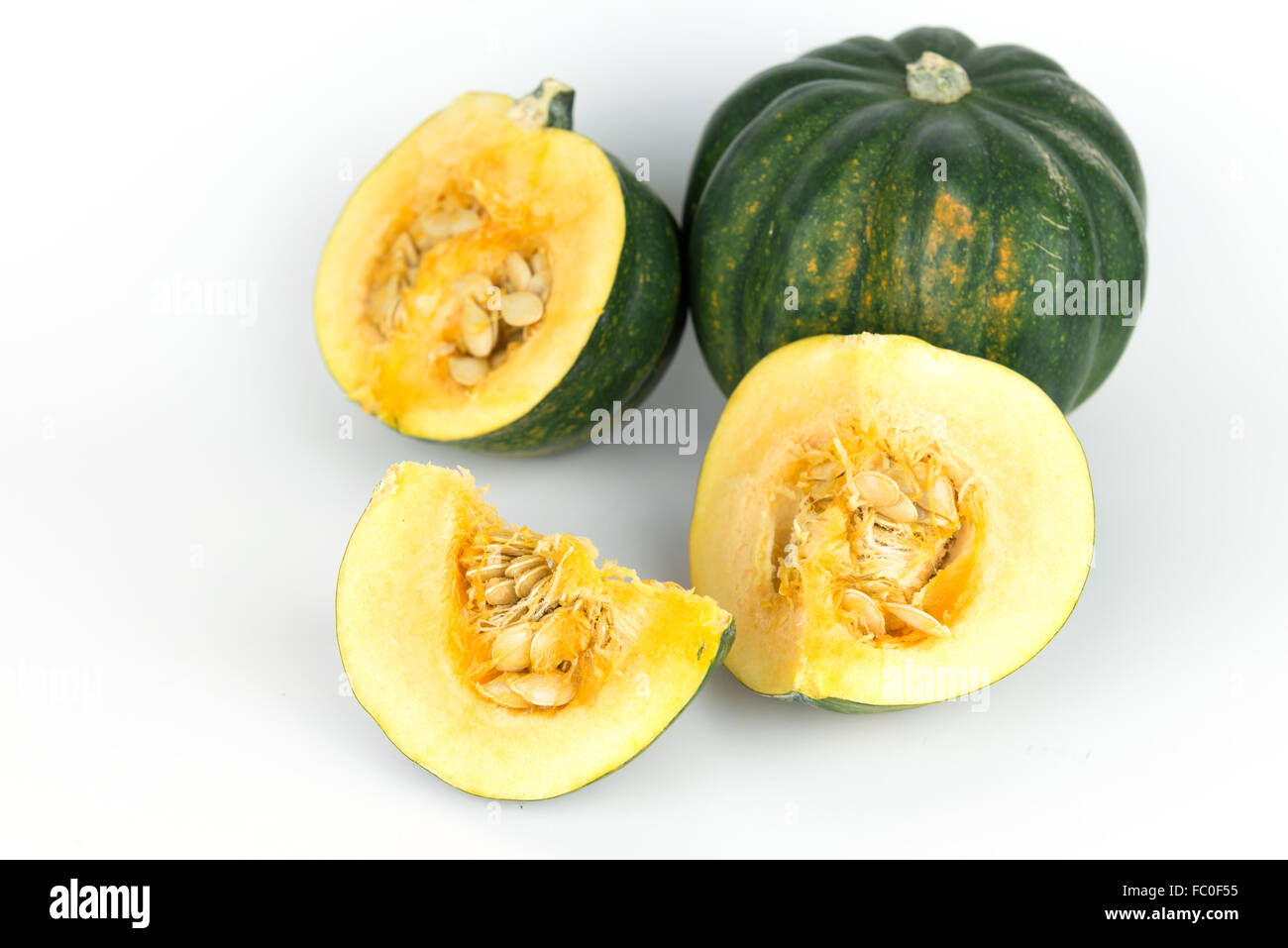 Two acorn squash, pumkin harvest from Mexico on isolate white background Stock Photo