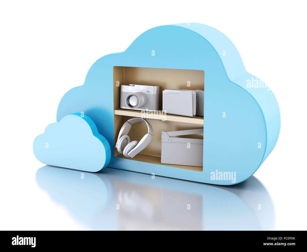 3d Cloud computing concept with multimedia icons o Stock Photo - Alamy