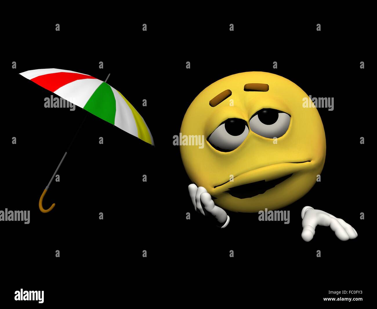 Emoticon and an umbrella 3d render Stock Photo Alamy
