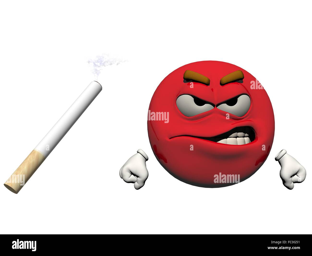 Emoticon and a cigarette - 3d render Stock Photo