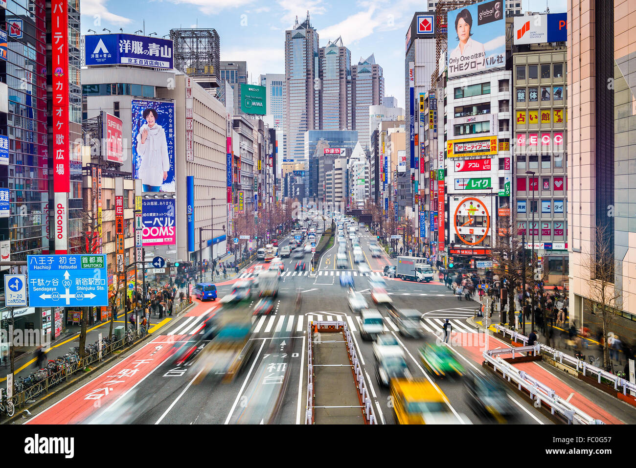 Traffic at Shinjuku district of Tokyo, Japan. Stock Photo