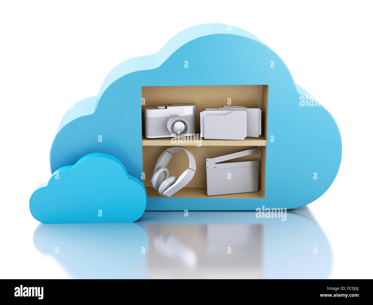 3d Cloud computing concept with multimedia icons o Stock Photo - Alamy
