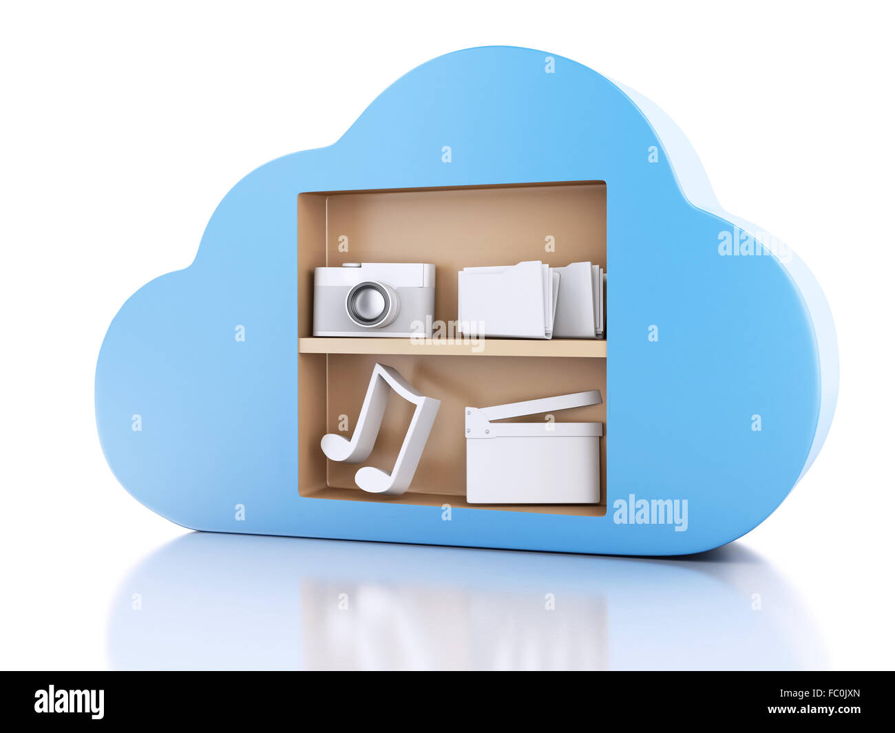 3d Cloud computing concept with multimedia icons o Stock Photo - Alamy