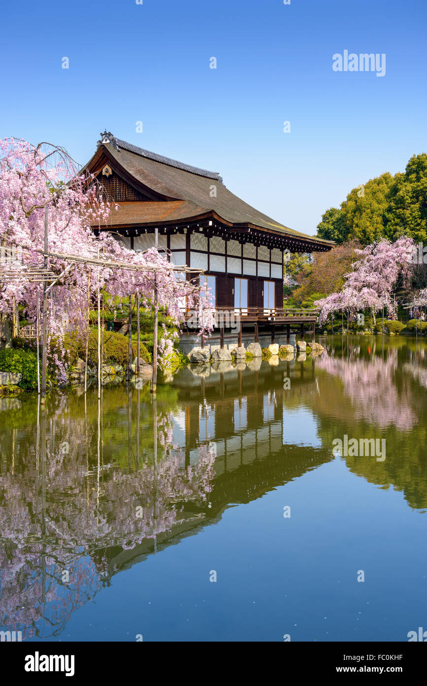 Kyoto, Japan at Heian Shrine's pond in the spring season. Stock Photo