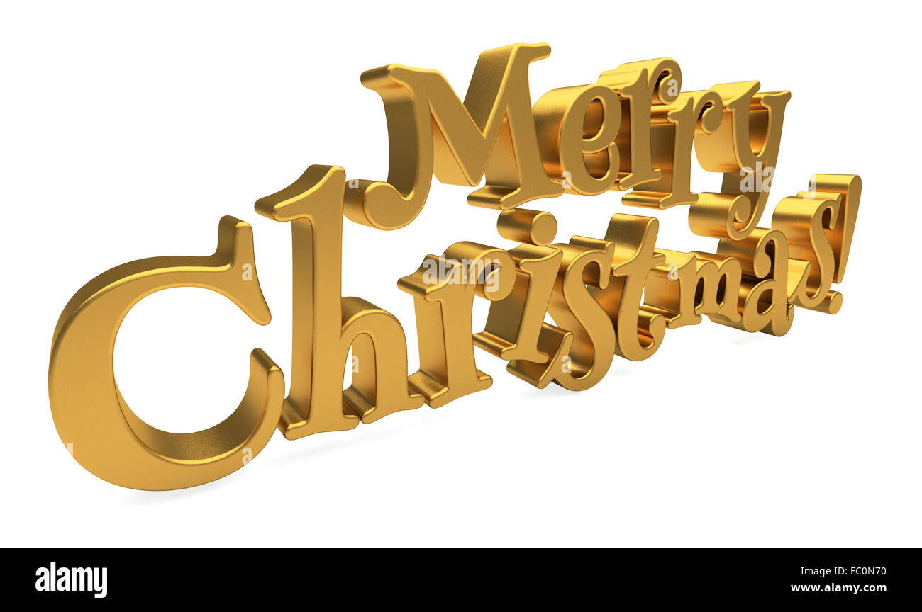 Merry Christmas lettering isolated Stock Photo