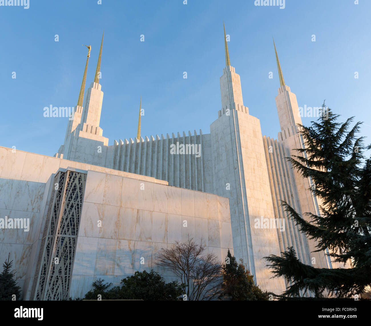 Mormon temple in Washington DC in late winter afternoon Stock Photo