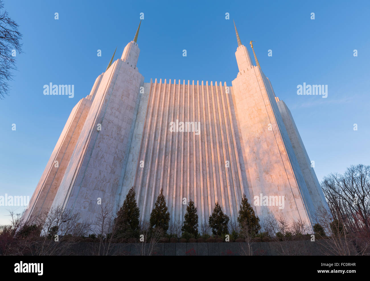 Mormon temple in Washington DC in late winter afternoon Stock Photo