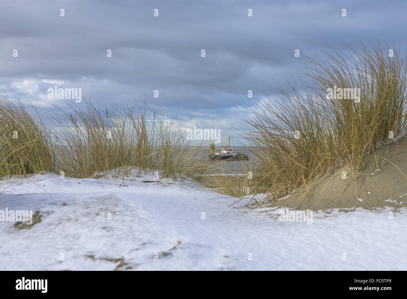 Winter at Borkum island Stock Photo