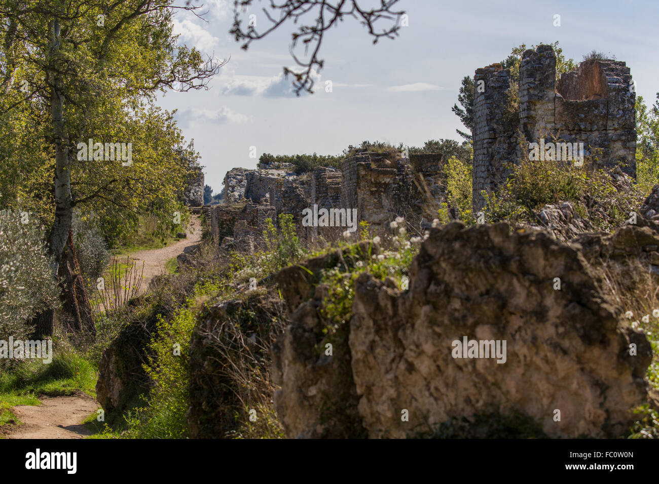 parts of an old roman aqueduct in france Stock Photo