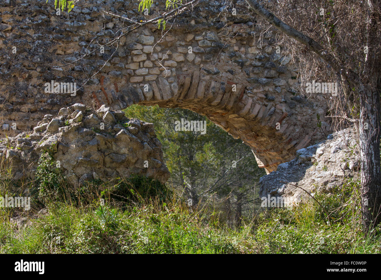 parts of an old roman aqueduct in france Stock Photo
