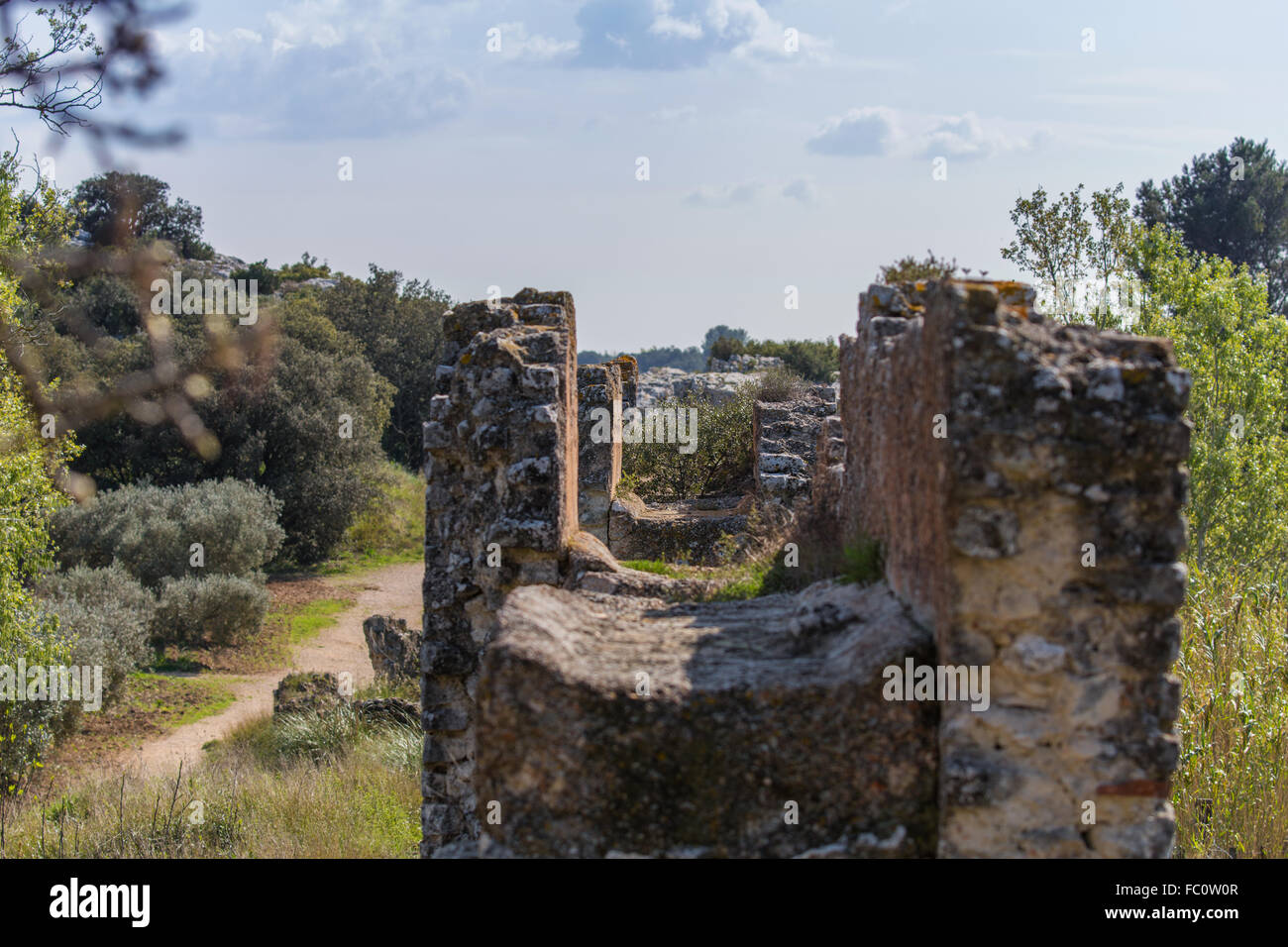 parts of an old roman aqueduct in france Stock Photo Alamy