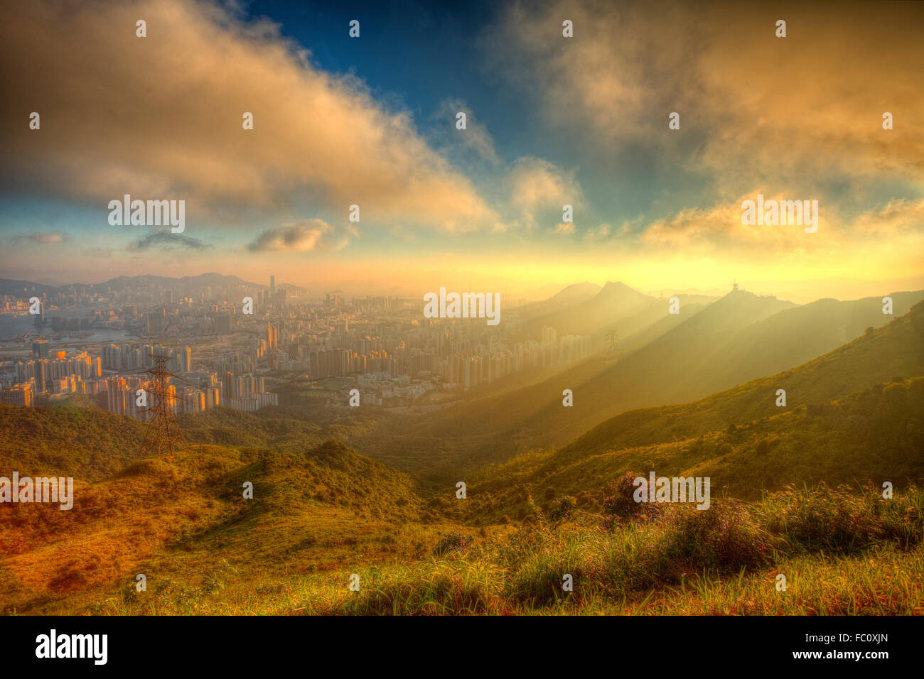Mountain sunset in Kowloon, Hong Kong Stock Photo - Alamy