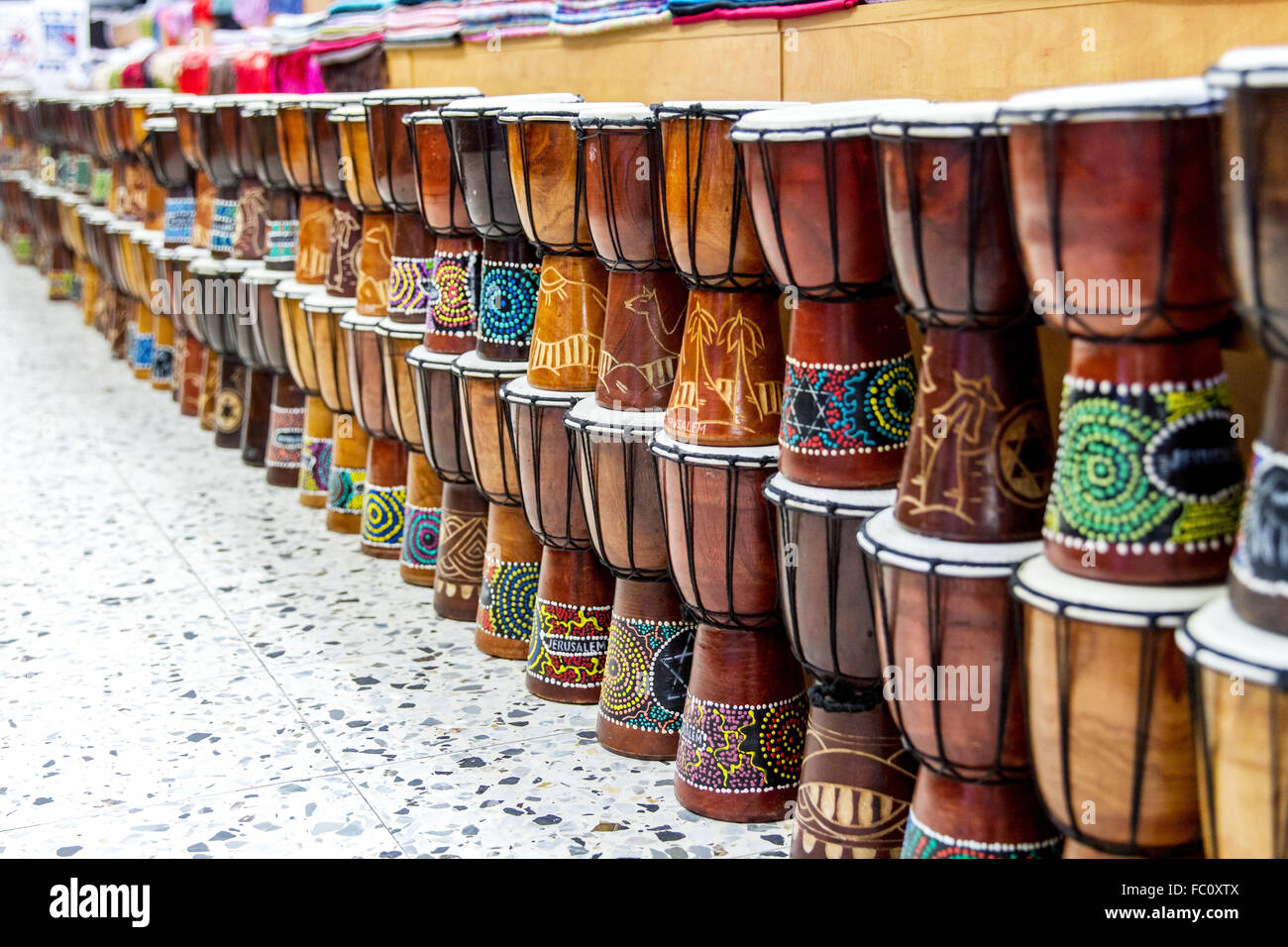 Drum, derbouka, with decoration in registers of stylized…