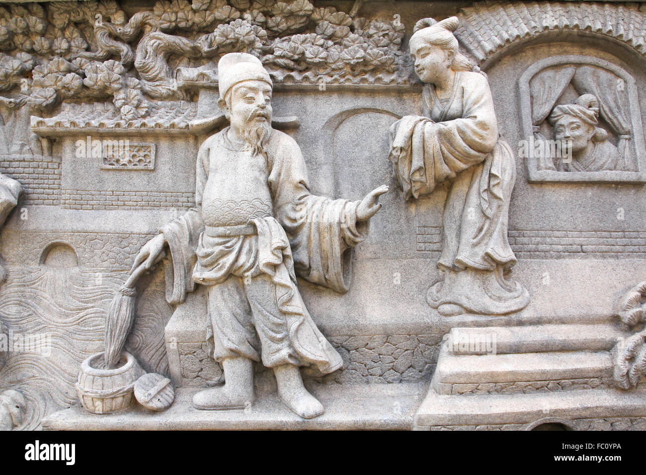 Chinese sculpture in temple Stock Photo