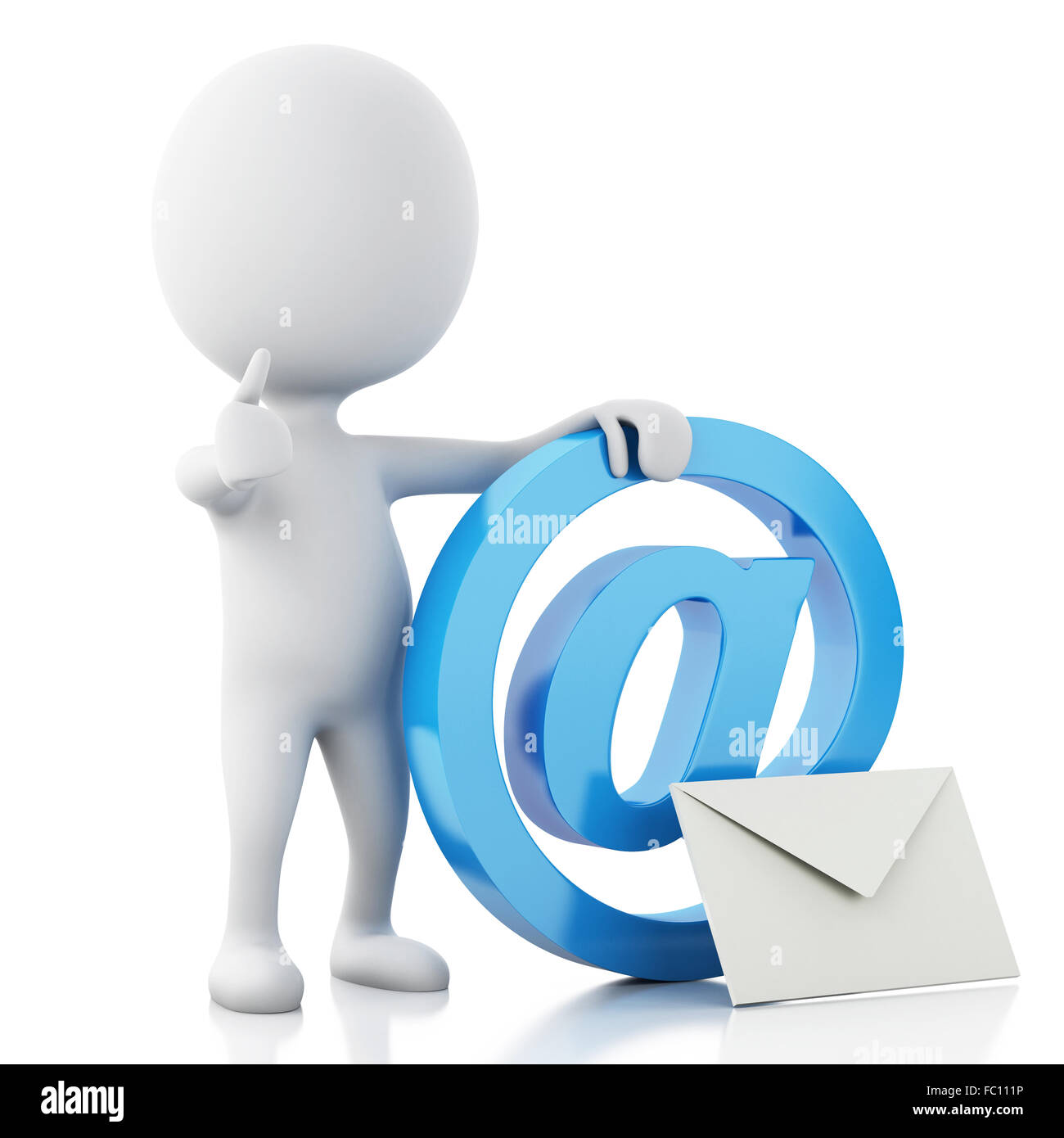 White Character Using Email 3d white people with email symbol. Isolated white Stock Photo - Alamy