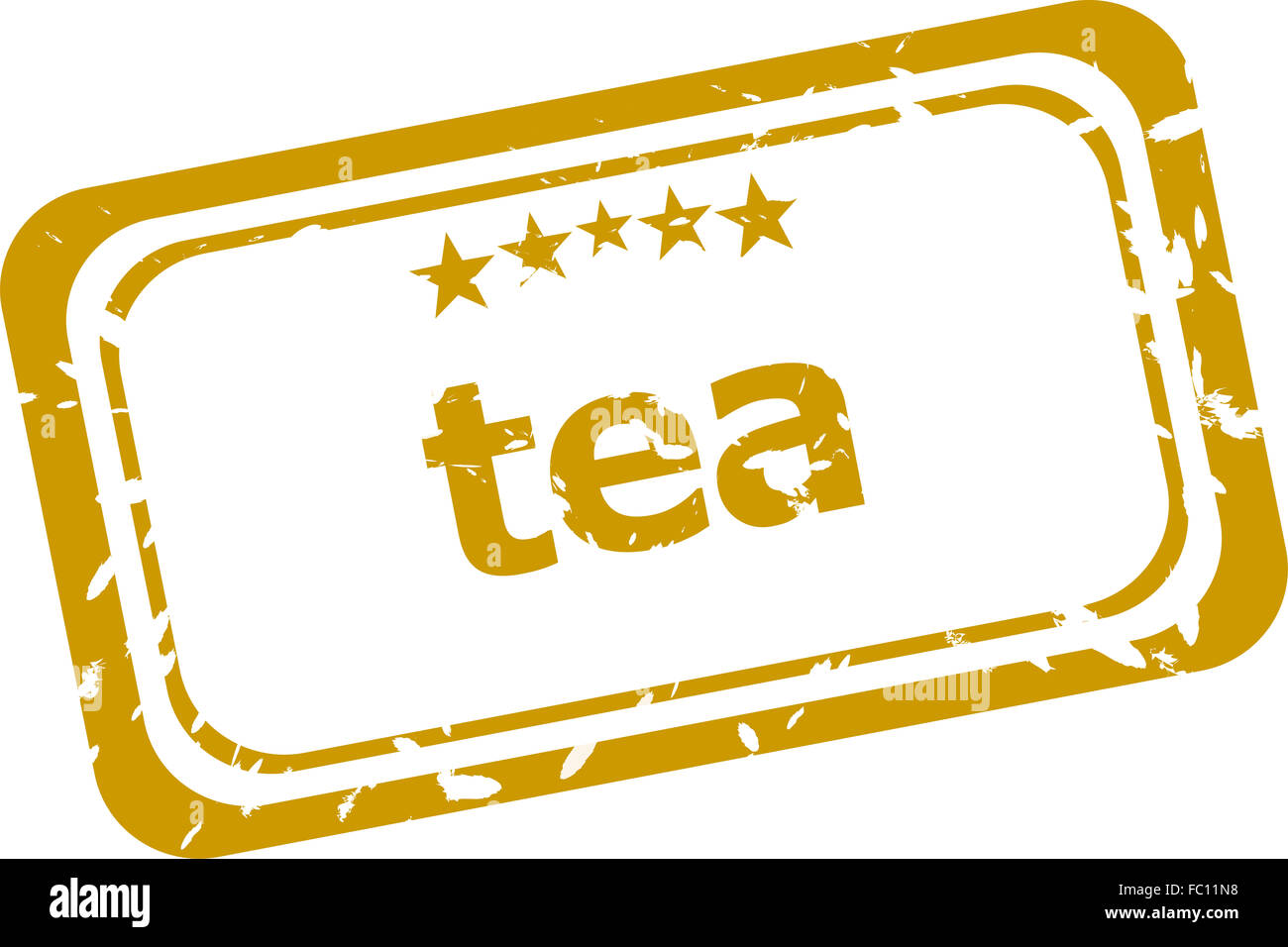 tea stamp isolated on white background Stock Photo - Alamy