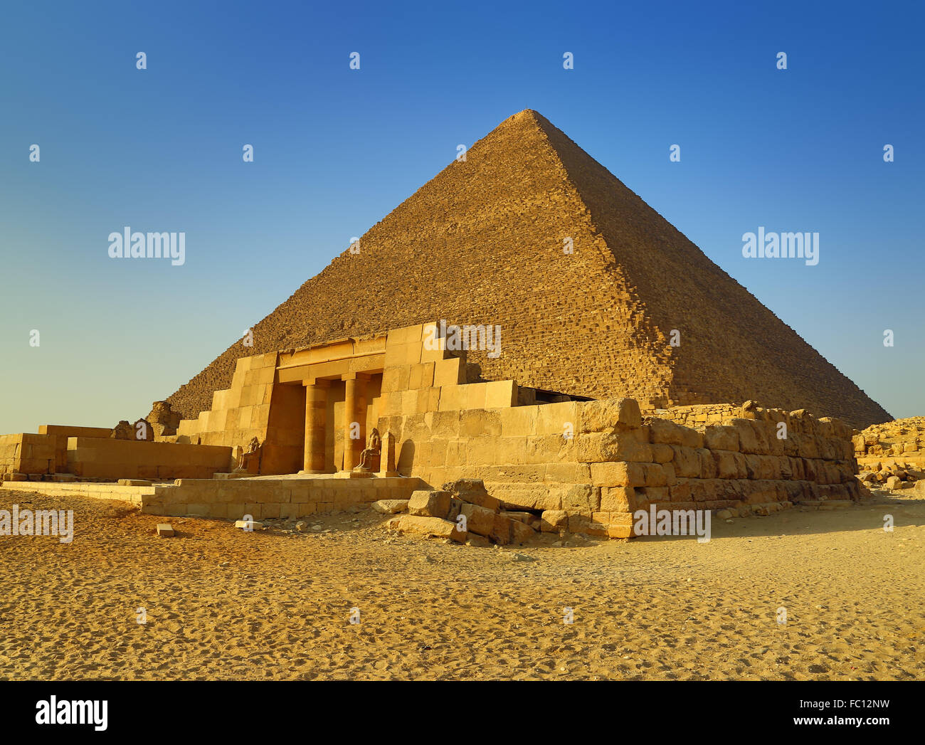 Mastaba and Great Pyramid in Egypt Stock Photo