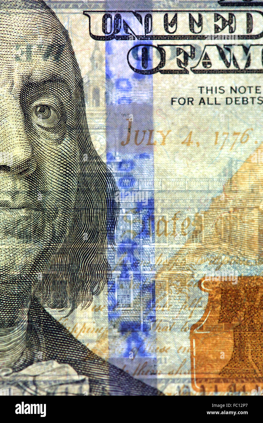Watermark on new hundred dollar bill Stock Photo Alamy