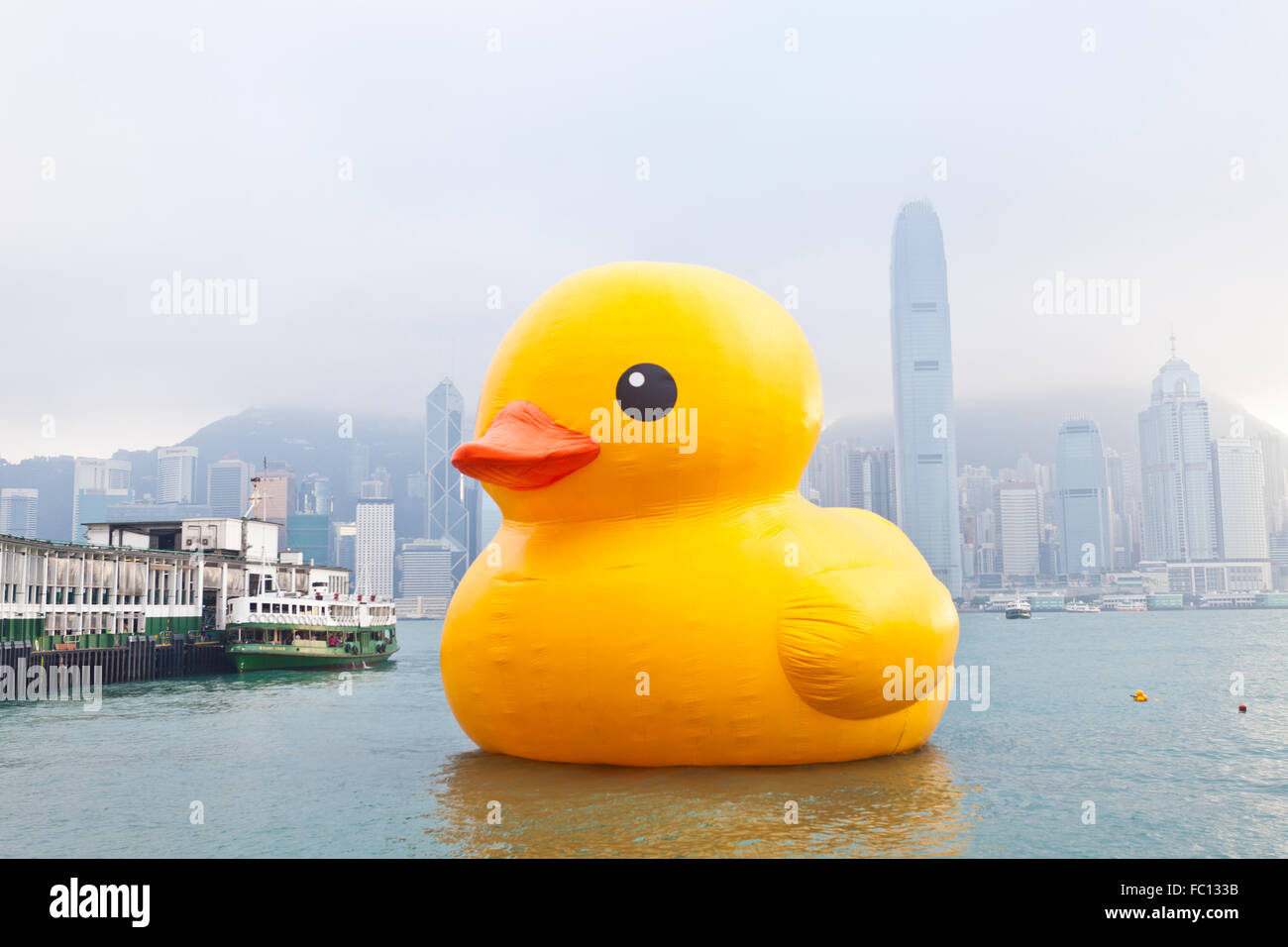 HONG KONG - MAY 6: The rubber duck swim in Victoria Harbour on May 6 2013. Stock Photo