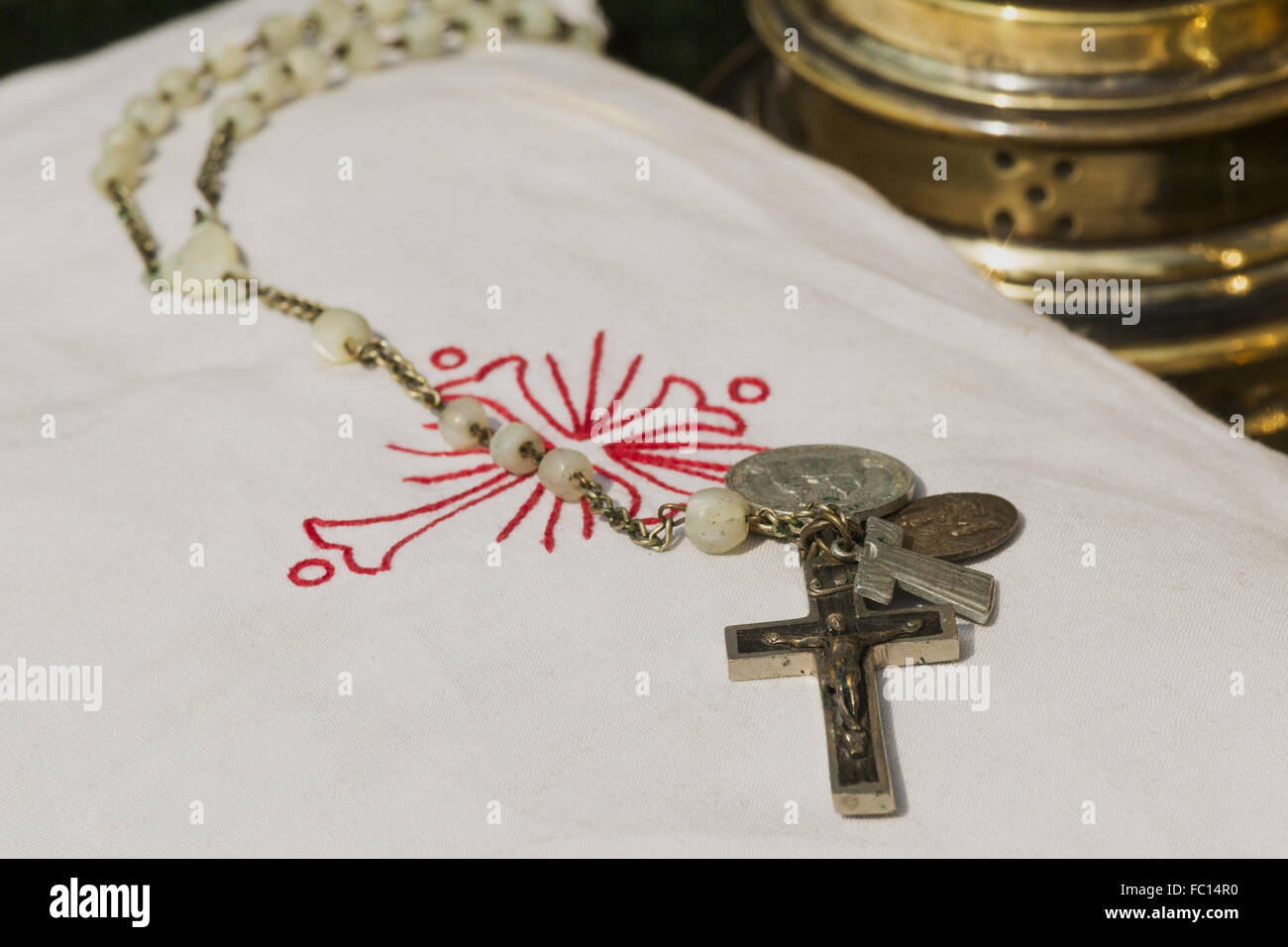 a chaplet on a table Stock Photo