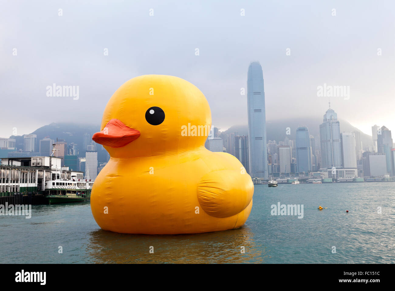 HONG KONG - MAY 6: The rubber duck swim in Victoria Harbour on May 6 2013. Stock Photo