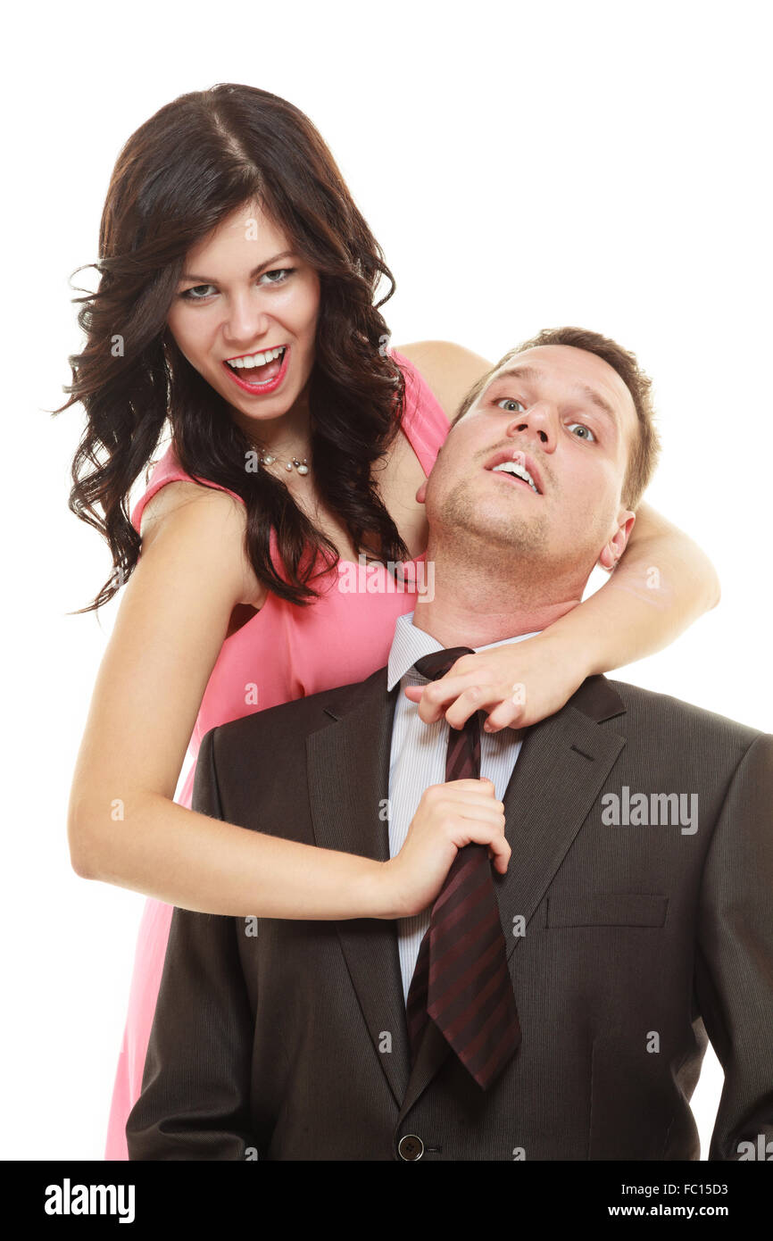 Woman pulling tie of man Stock Photo 93453951 Alamy